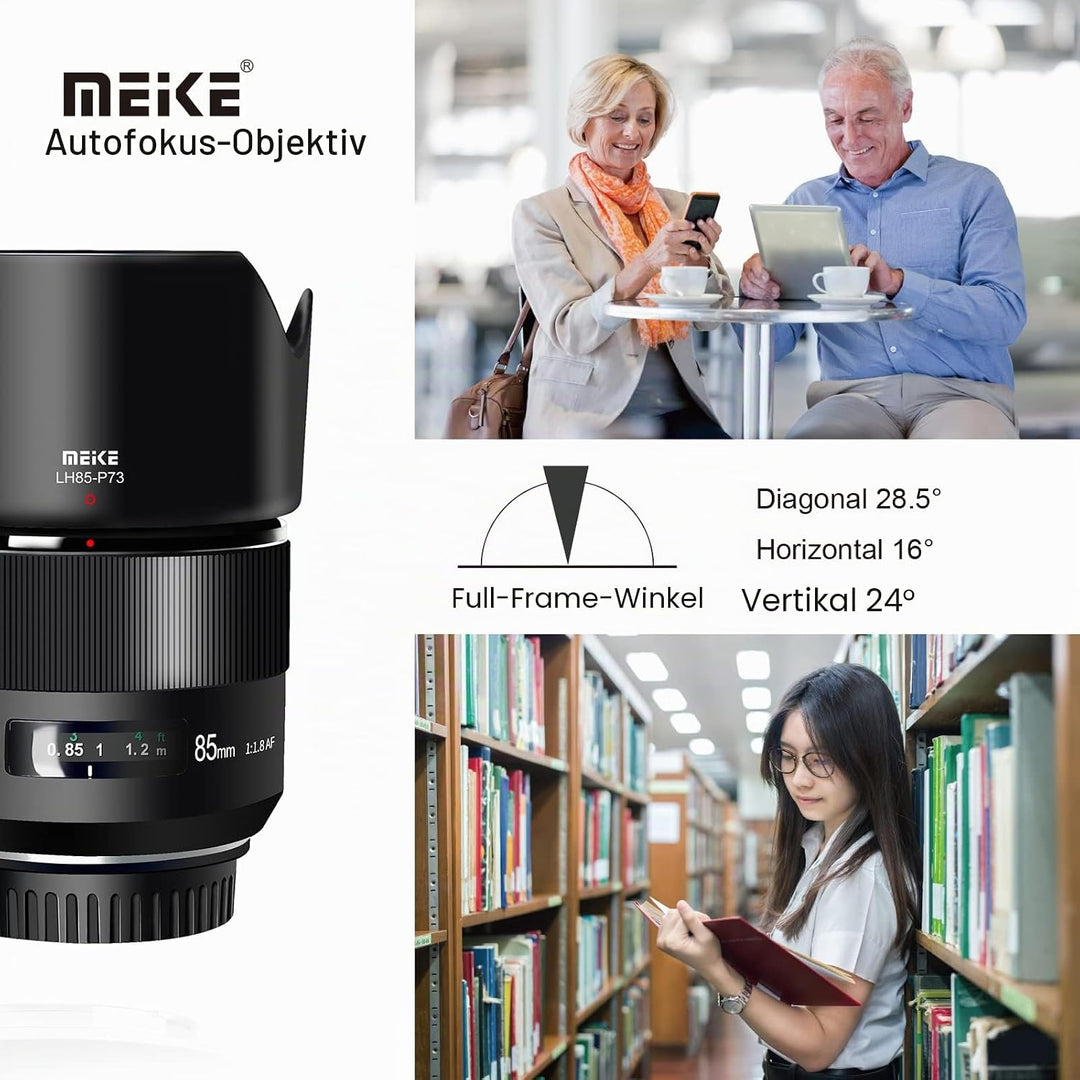 Meike 85 mm F1.8 Vollformat Autofokus Medium Telefon Portrait Objektiv Kompatibel mit Canon EOS EF M