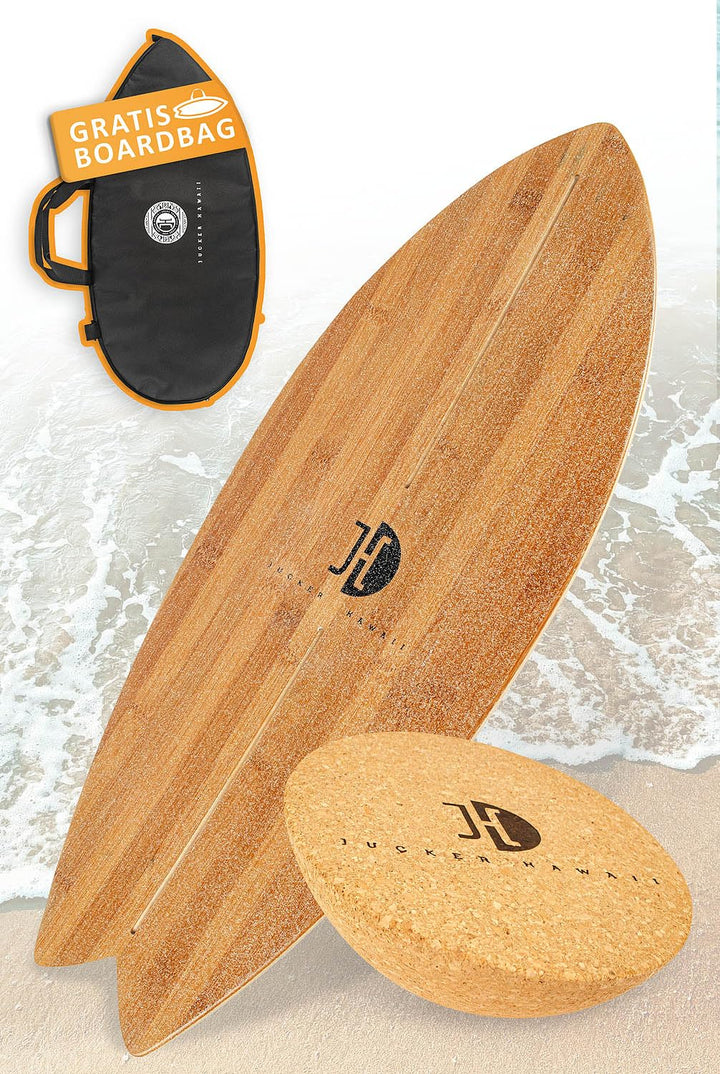 JUCKER HAWAII Balance Board Ocean Rocker | Balanceboard mit Rocker Shape (100% Echtholz) und extra r