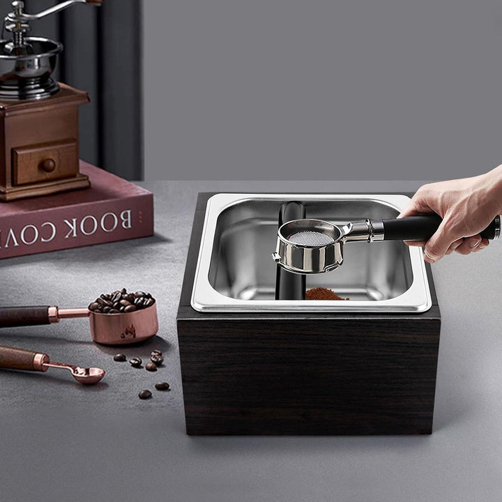 Abklopfbehälter Abschlagbehälter Abnehmbarer Espresso-Klopfbox, Edelstahl Kaffeesatz Pucks Klopfbox