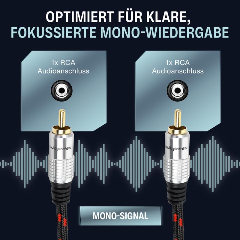 audio pirates Cinch Kabel 1x RCA Stecker auf 1x RCA Stecker, Audio-Kabel | Audiokabel mit Ummantelun