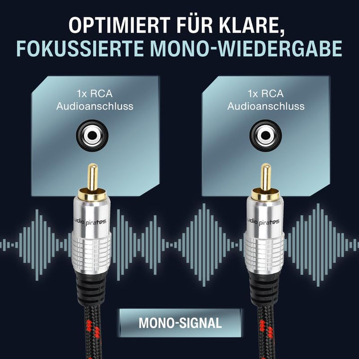audio pirates Cinch Kabel 1x RCA Stecker auf 1x RCA Stecker, Audio-Kabel | Audiokabel mit Ummantelun