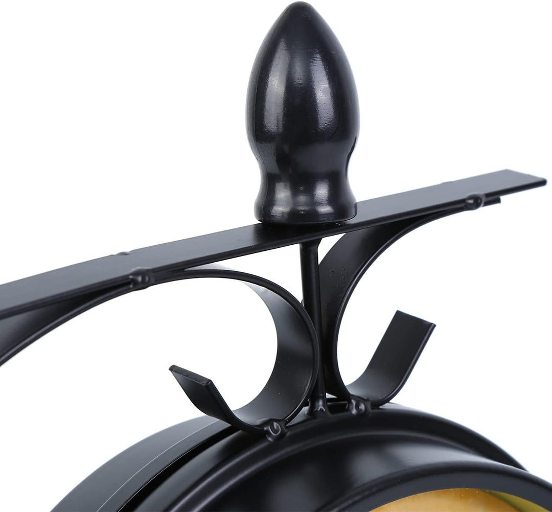 Samger Samger Doppelseitige Uhr Garten Zug Bahnhof Wanduhr mit Halterung (Schwarz)