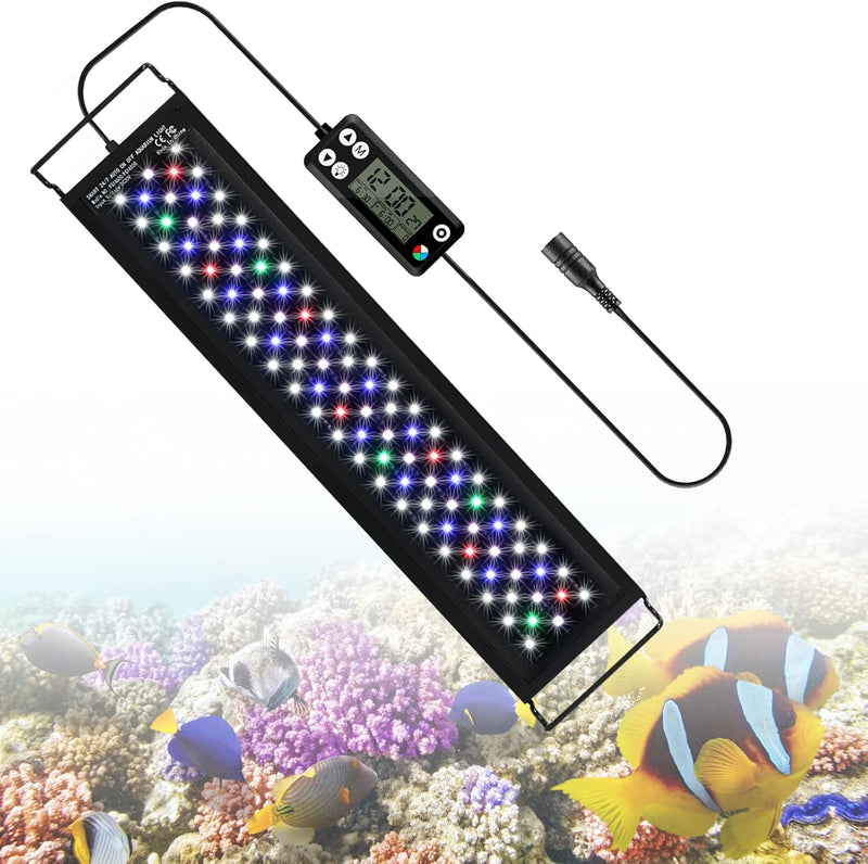 Aquarium LED Beleuchtung, 18W Dimmbare Aquarienbeleuchtung mit Timer für 45cm 1075 lumen Aquarium Fi