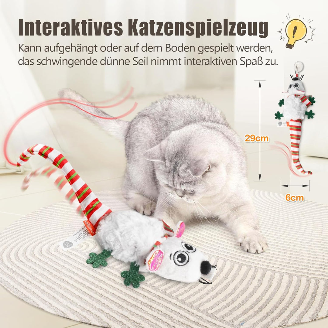 Migipaws Katzenspielzeug,elektrisch Maus-Spielzeug,berührungsaktiviertes Spielzeug mit wedelndem Sch