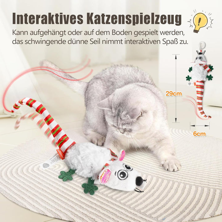 Migipaws Katzenspielzeug,elektrisch Maus-Spielzeug,berührungsaktiviertes Spielzeug mit wedelndem Sch