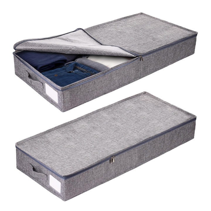2stk Unterbett Aufbewahrungsbox mit Deckel, Unterbettkommode 12cm Hoch, Unterbett Aufbewahrung mit S