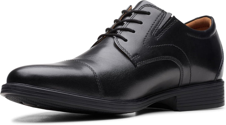 Clarks Herren Whiddon Cap Sneaker 43 EU Schwarzes Leder, 43 EU Schwarzes Leder