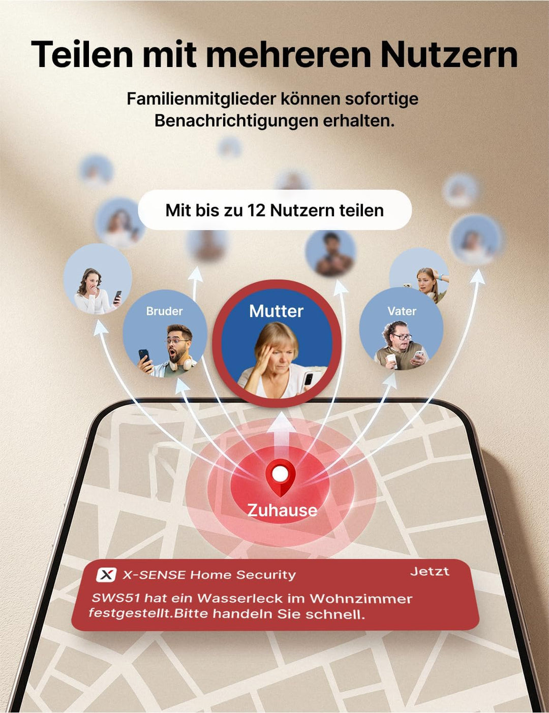 X-Sense Smart Wassermelder mit Batterie, WLAN Wassersensor, kompakter Überschwemmungssensor mit Eins