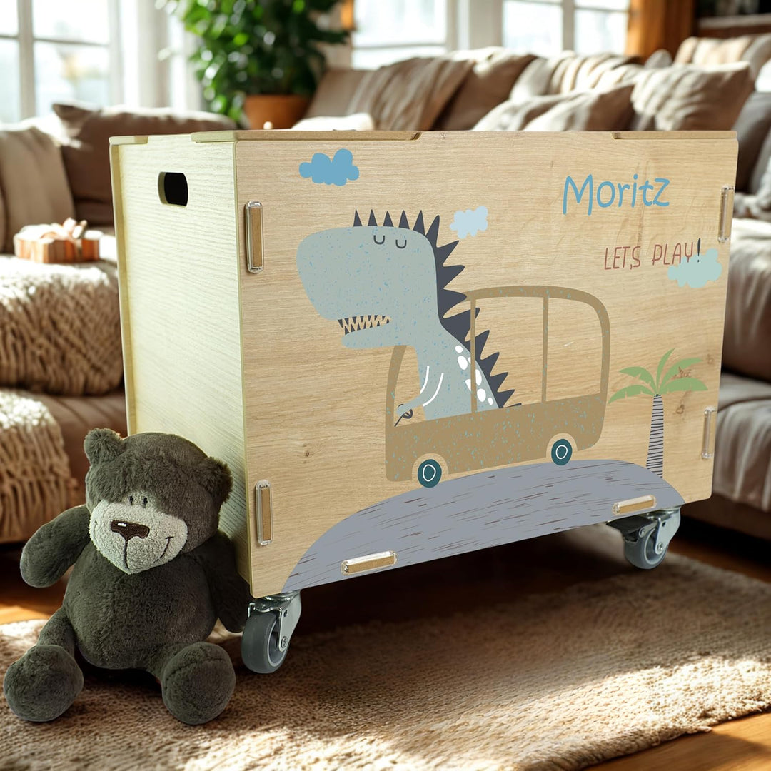 Peronalisierbare Rollbox mit Dino Kinder-Motiv (33x45,5x34,5cm + 6cm Räder-Höhe) Kisten/Boxen person