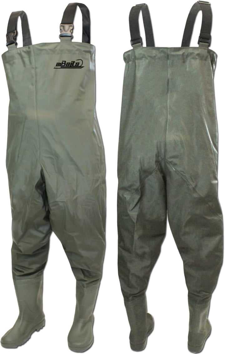 Magic Baits Wathose Wader Watstiefel Watbekleidung PVC Nylon Wasserdicht Anglerhose XL olive grün, X
