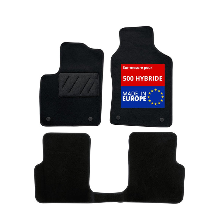 DBS Autofussmatte - nach Mass - 3-teilig - Anti Rutsch - schwarzer Nadelfilz 900g/m² - Velours Ferti