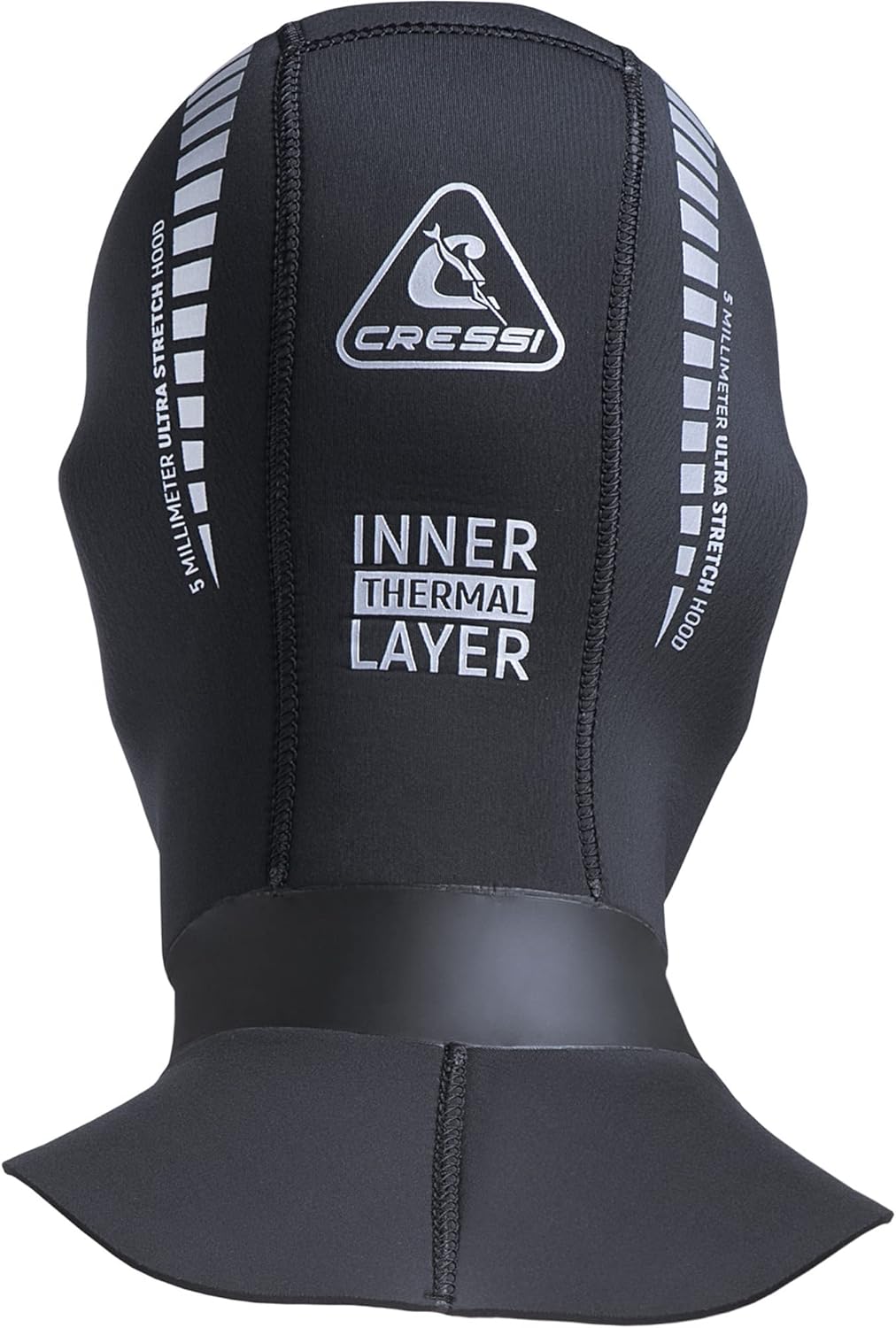 Cressi Orust Hood 5mm - Unisex-Tauchhaube für Erwachsene, Schwarz/Silber S/2, S/2