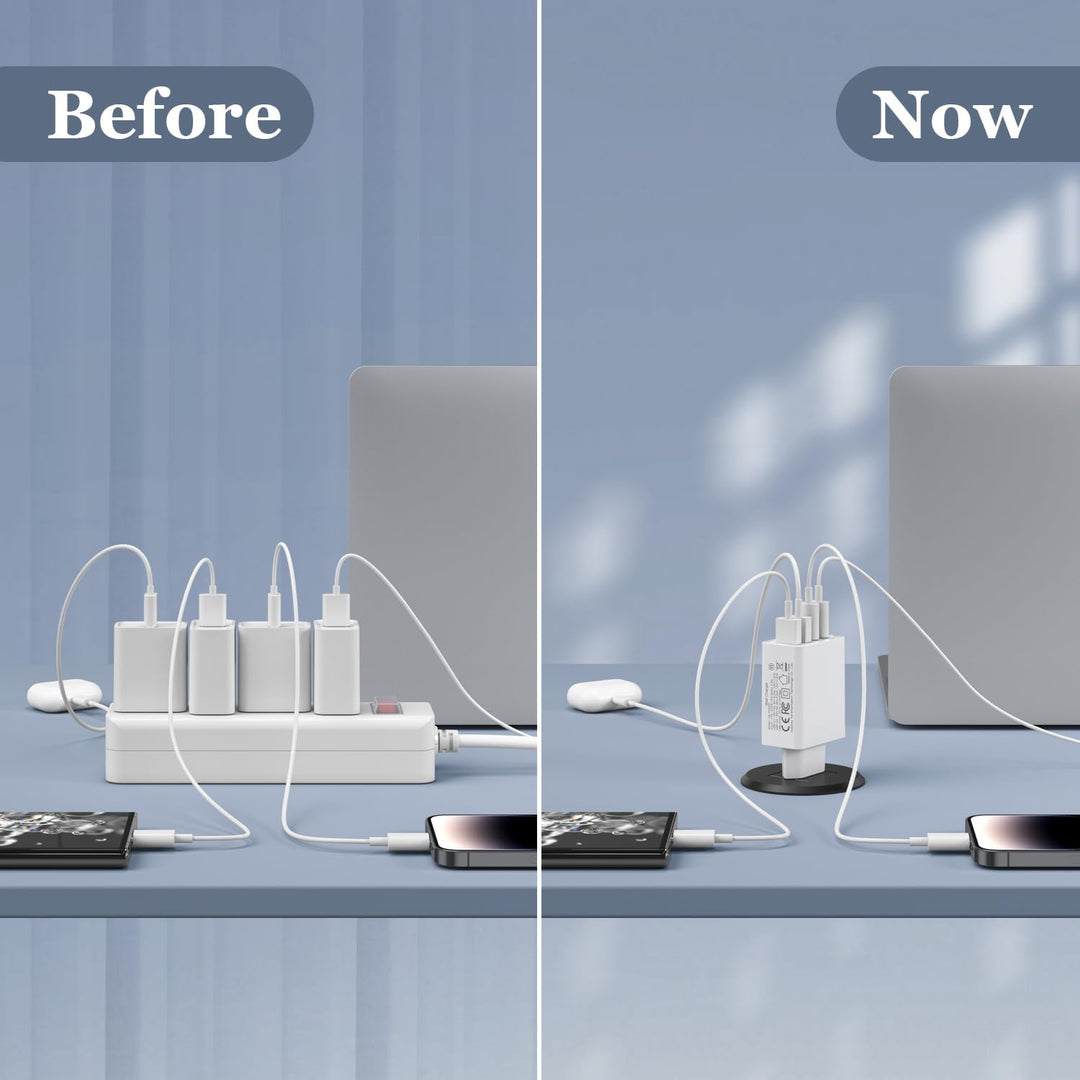 [2 Stück]USB C Ladegerät 40W,4 Ports Mehrfach Ladegerät mit USB-C und USB-A,USB C Schnellladeblock D