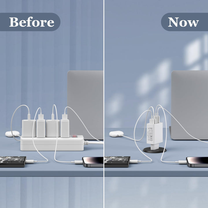 [2 Stück]USB C Ladegerät 40W,4 Ports Mehrfach Ladegerät mit USB-C und USB-A,USB C Schnellladeblock D