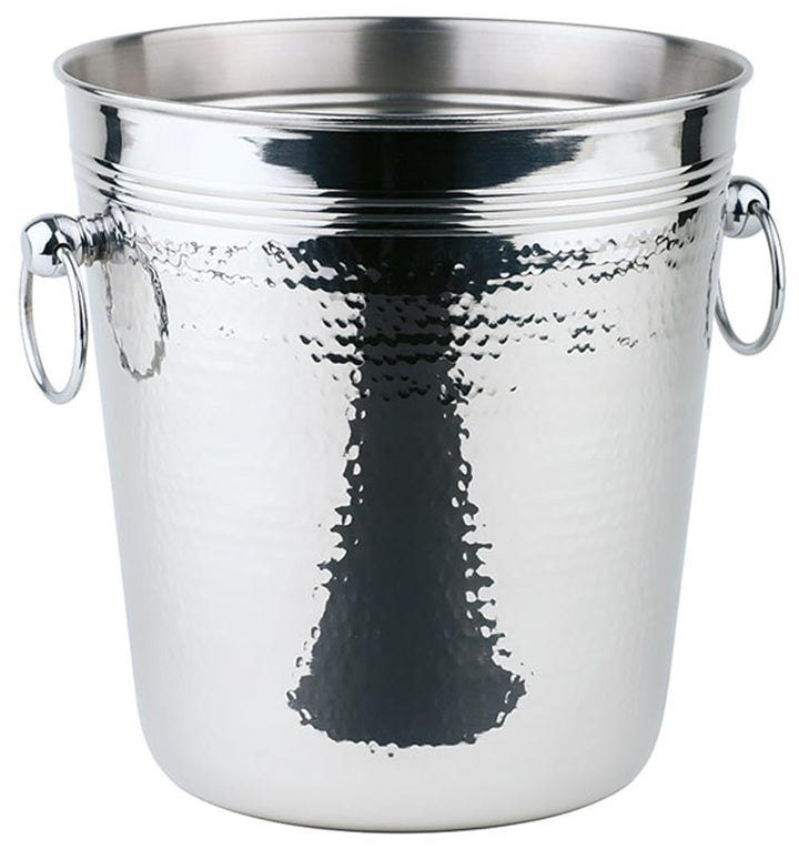 APS 36026 Wein-/Sektkühler, Flaschenkühler, Edelstahl, Hammerschlagoptik, 2 Massive Ring-Griffe, 4 L