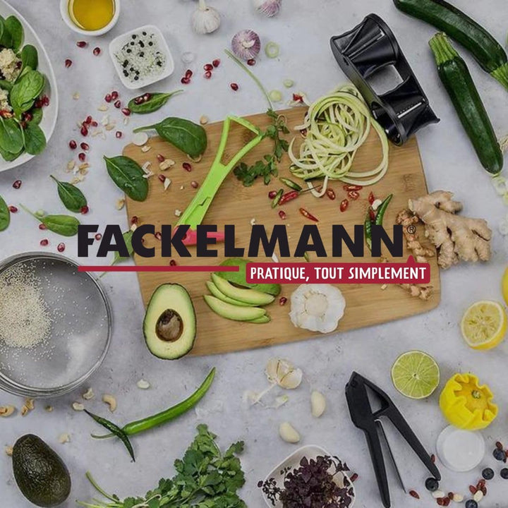 Fackelmann 9932450 Kartoffelstampfer, Hebelpresse, Kartoffelgabel, Kartoffelspiess, Edelstahl, Kunst