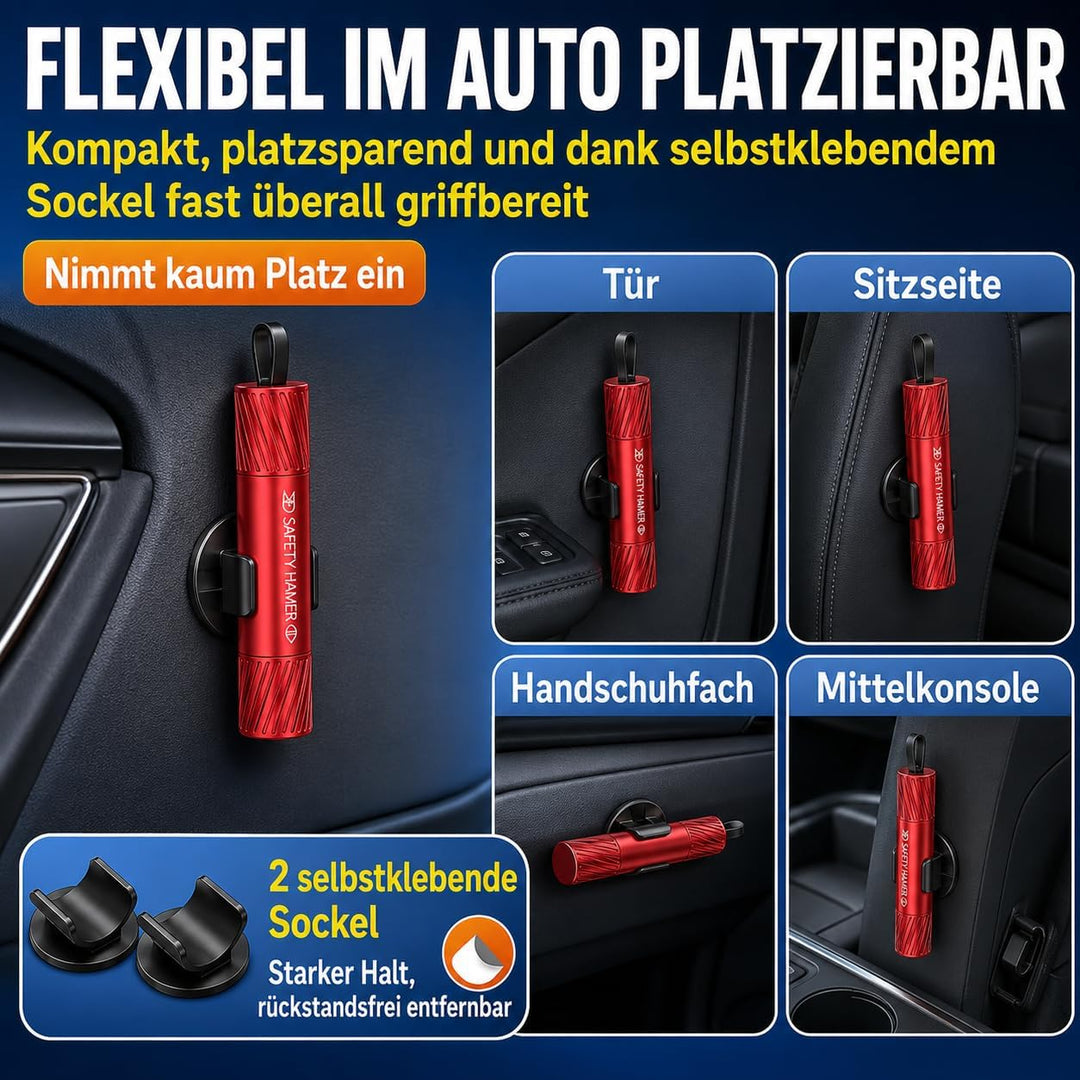 Notfallhammer Auto mit Gurtschneider, 2-in-1 Wolframstahl, 2 Stück