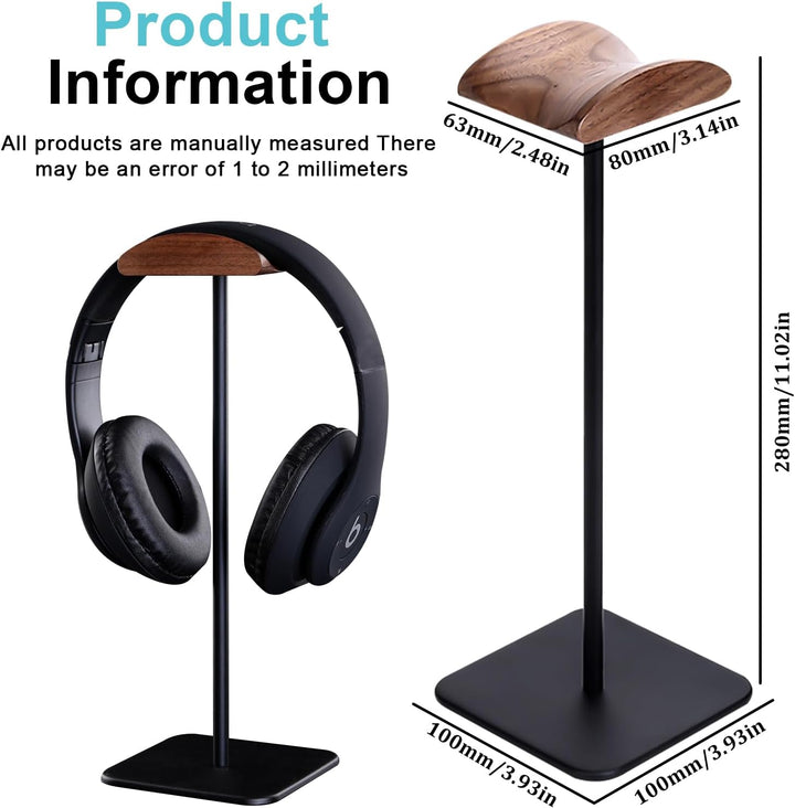 Vegena Kopfhörer Ständer,Walnussholz & Aluminium Headset-Ständer,Gaming Kopfhörer Halter Mit Schwer,