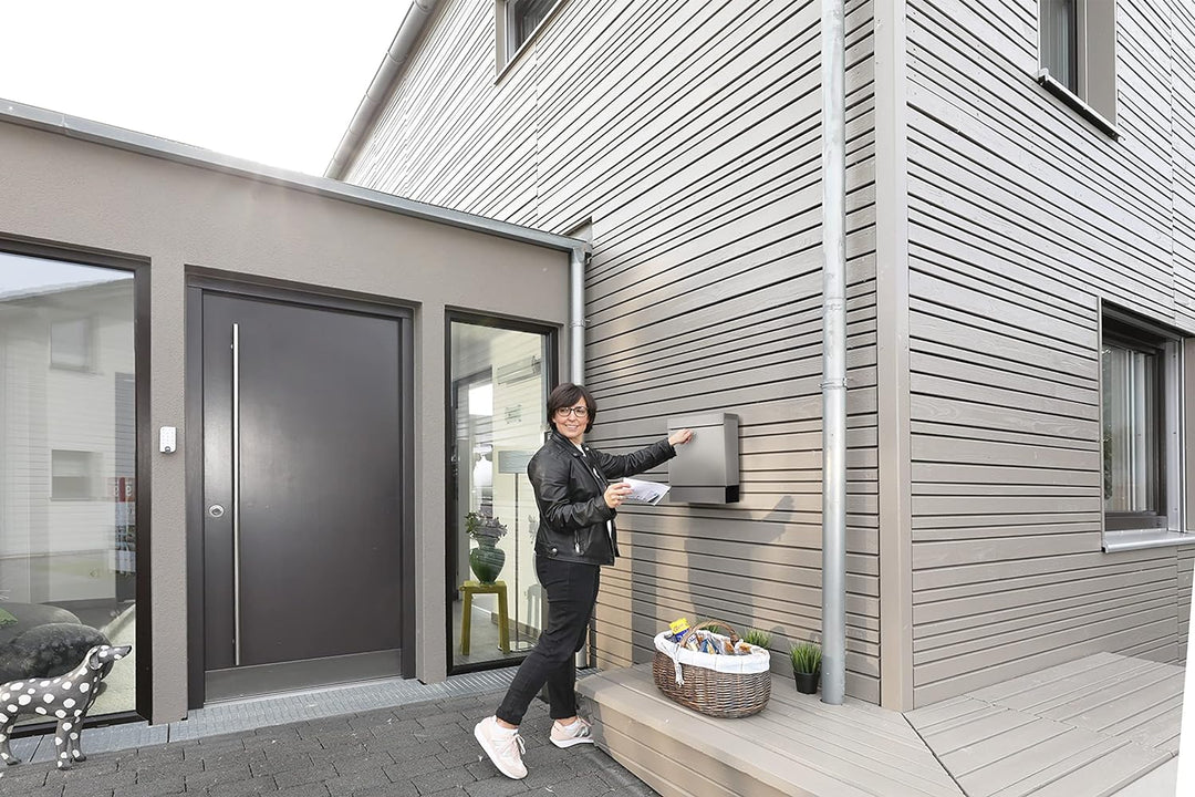 BURG-WÄCHTER Briefkasten Edelstahl mit Zeitungsbox, DIN C4 Einwurf-Format, Mit 2 Schlüssel, Seattle