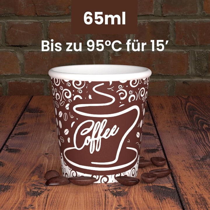 Eurocali 1000 Espresso Pappbecher 65ml Biologisch Abbaubare Kaffee Einwegbecher - Ökologisches Desig