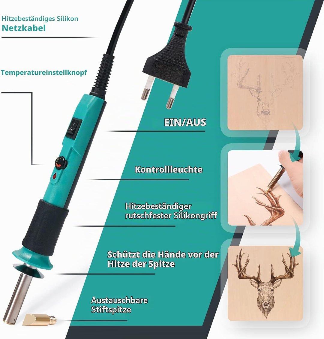 YIHUA 930-IV brandmalerei lötkolben set, holz brennkolben set Temperatur Einstellbar mit 10 Pyrograf