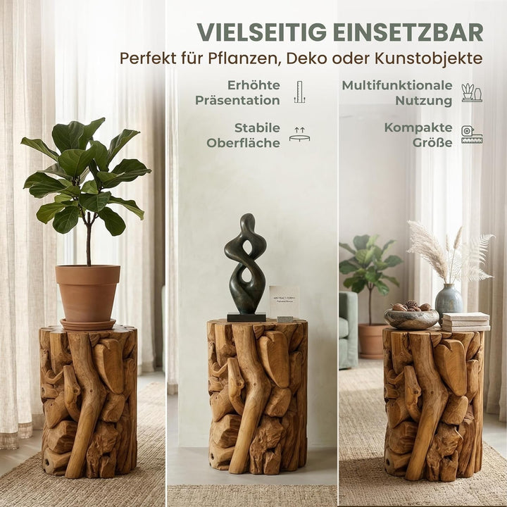 Möbel Bressmer XILON Holzsäule Podest Teakholz massiv Ø 35 cm x Höhe 80 cm aus nachhaltigem Holz aus