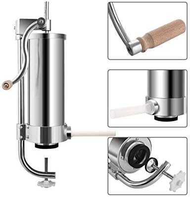 4 l Wurstfüller, aus Edelstahl, Profi-Würstmaschine, manuell, Fleischschieber mit 4 Röhren, ideal fü