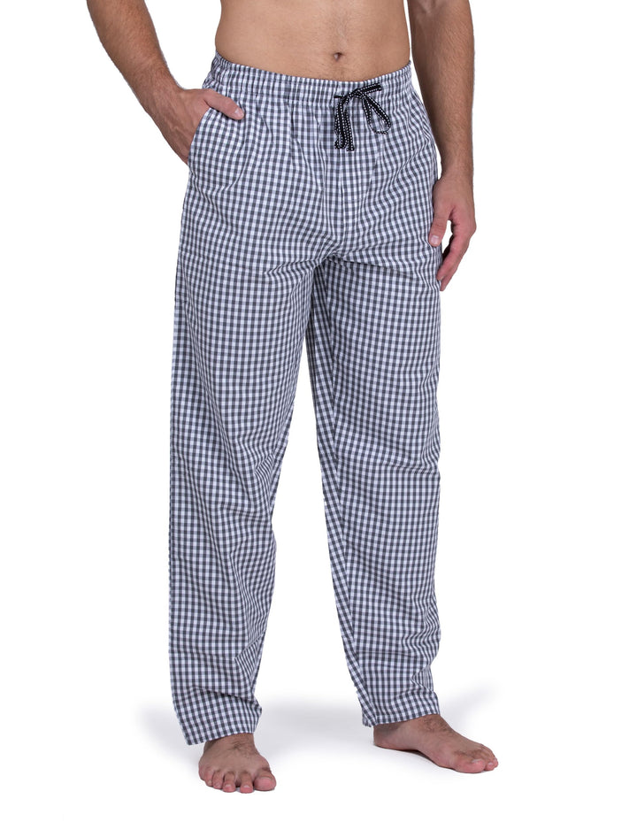 Moonline - Herren Webhose Freizeithose Schlafhose aus 100% Baumwolle 58-60 Grosse Grössen Grau/Weiss