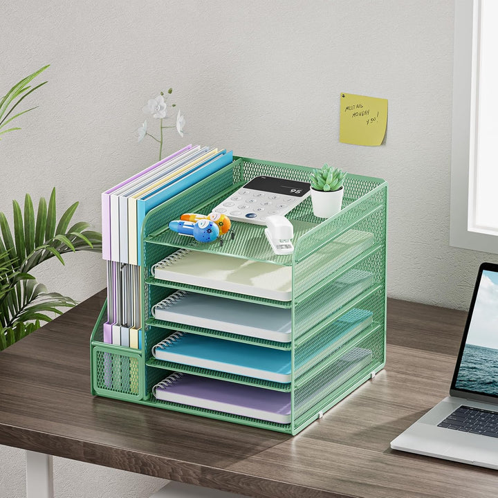 Marbrasse Schreibtisch Organizer und Büro Zubehör,5-Tier Briefablage Organizer mit Briefständer,Mesh