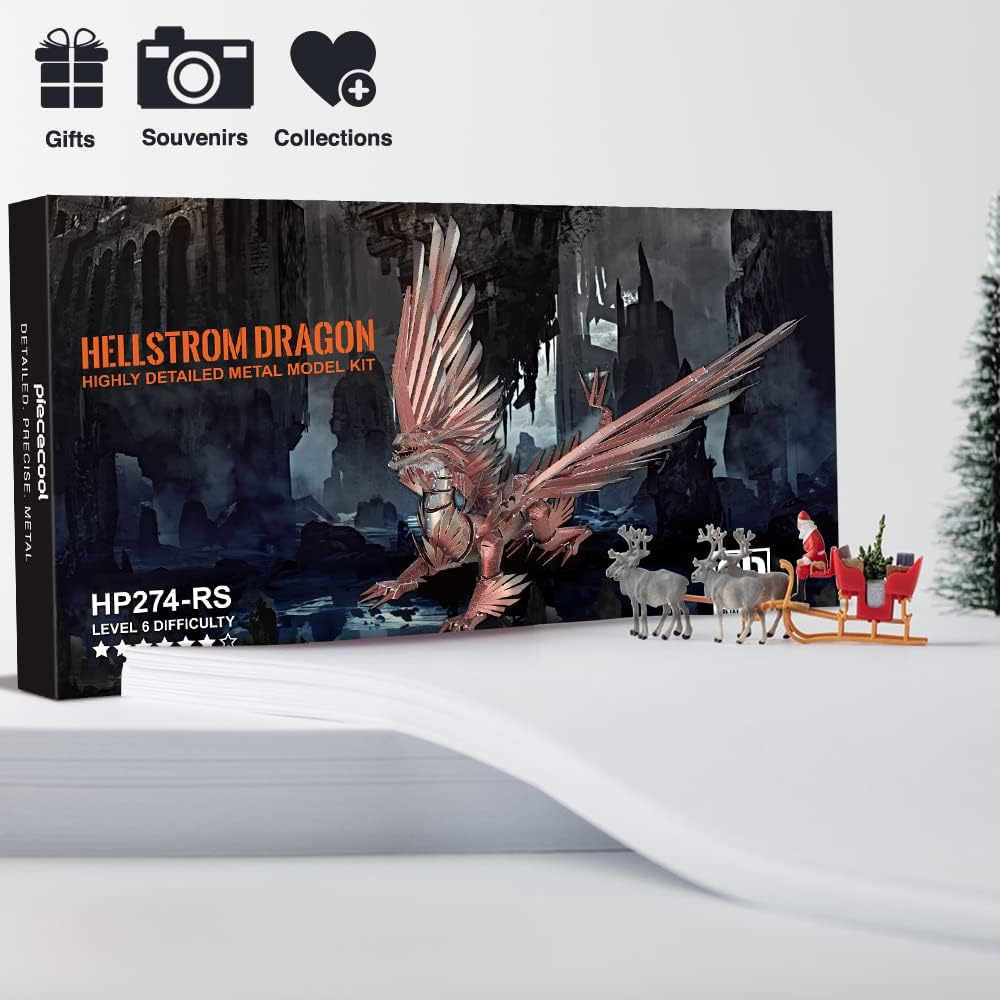 Piececool 3D Puzzle Metall, Drache für Modellbausatz Erwachsene, 3D-Puzzles zu Bauen, BAU, Bastel-Ki