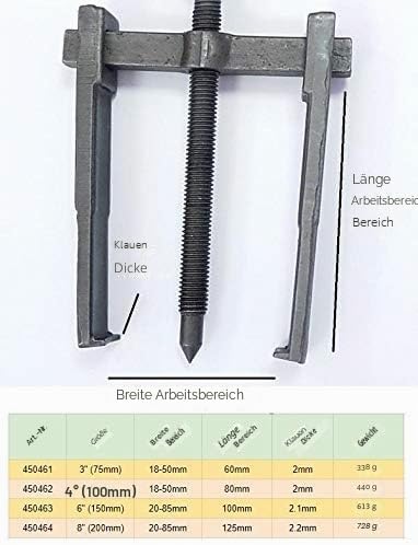 KATSU Zweibacken Zahnradlager Abzieher 6" 150mm, Spezielle Dünne Klauen Kohlenstoffstahl 2 Arme Zahn