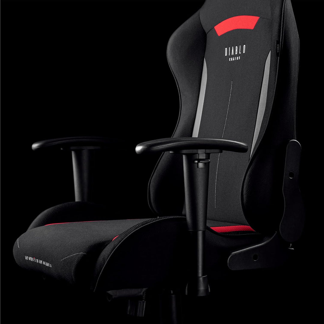 Diablo Gamer Stuhl Stoff | Gaming Stuhl Ergonomisch mit Stoffbezug, Verstellbare Armlehnen, Kippmech