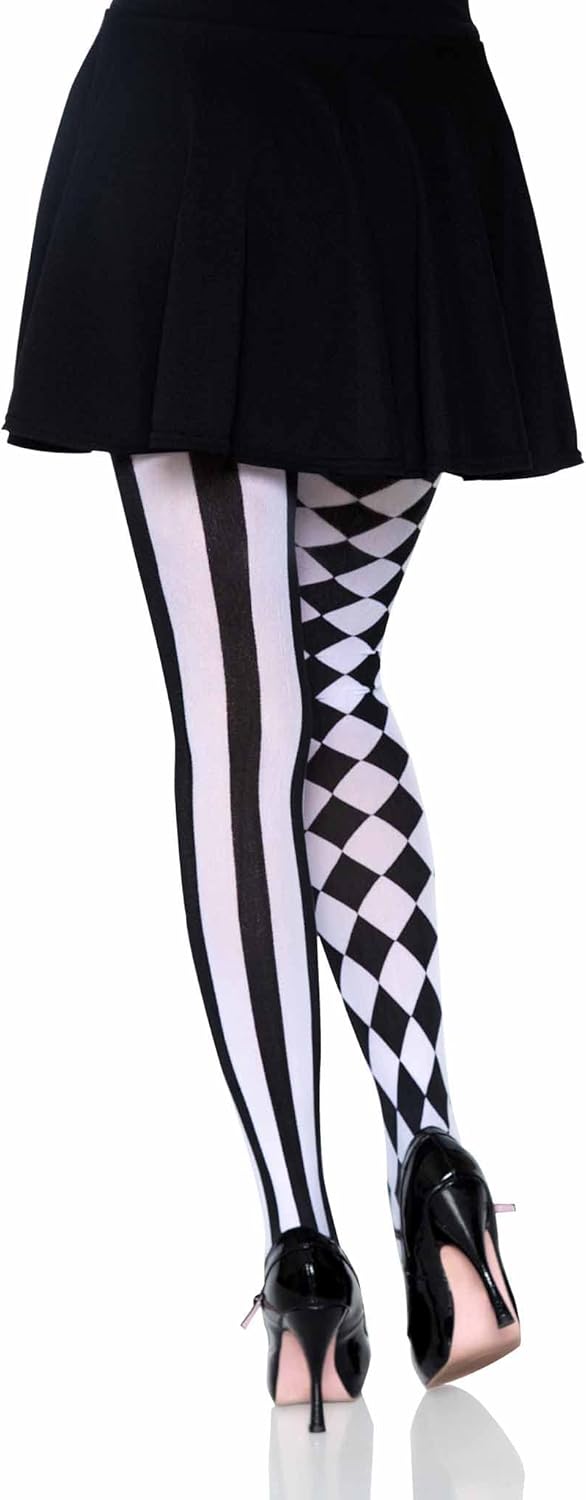 LEG AVENUE 7720 - Harlequin Pantyhose, Einheitsgrösse (EUR 36-40), Schwarz-Weiss, Schwarz-Weiss
