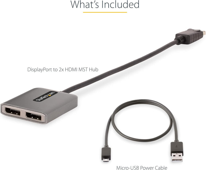 StarTech.com Displayport MST Hub auf Dual HDMI 4K 60Hz - DP 1.4 Multi Monitor Adapter/Multi Stream T