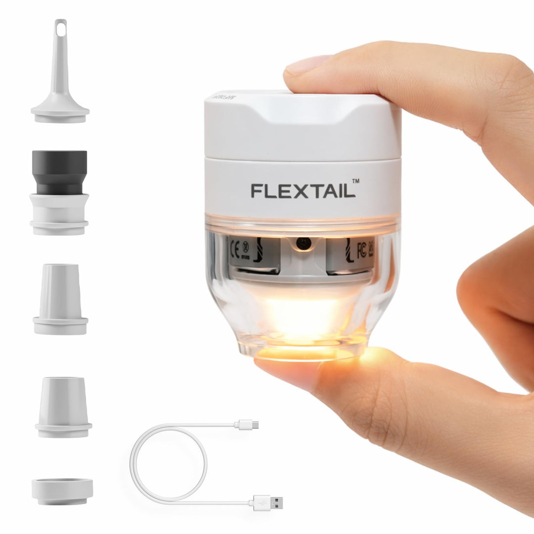 FLEXTAILGEAR Tragbare Elektrische Luftpumpe für Aufbläsartikel, Luftmatratzenpumpe mit 5 Lichtmodi,