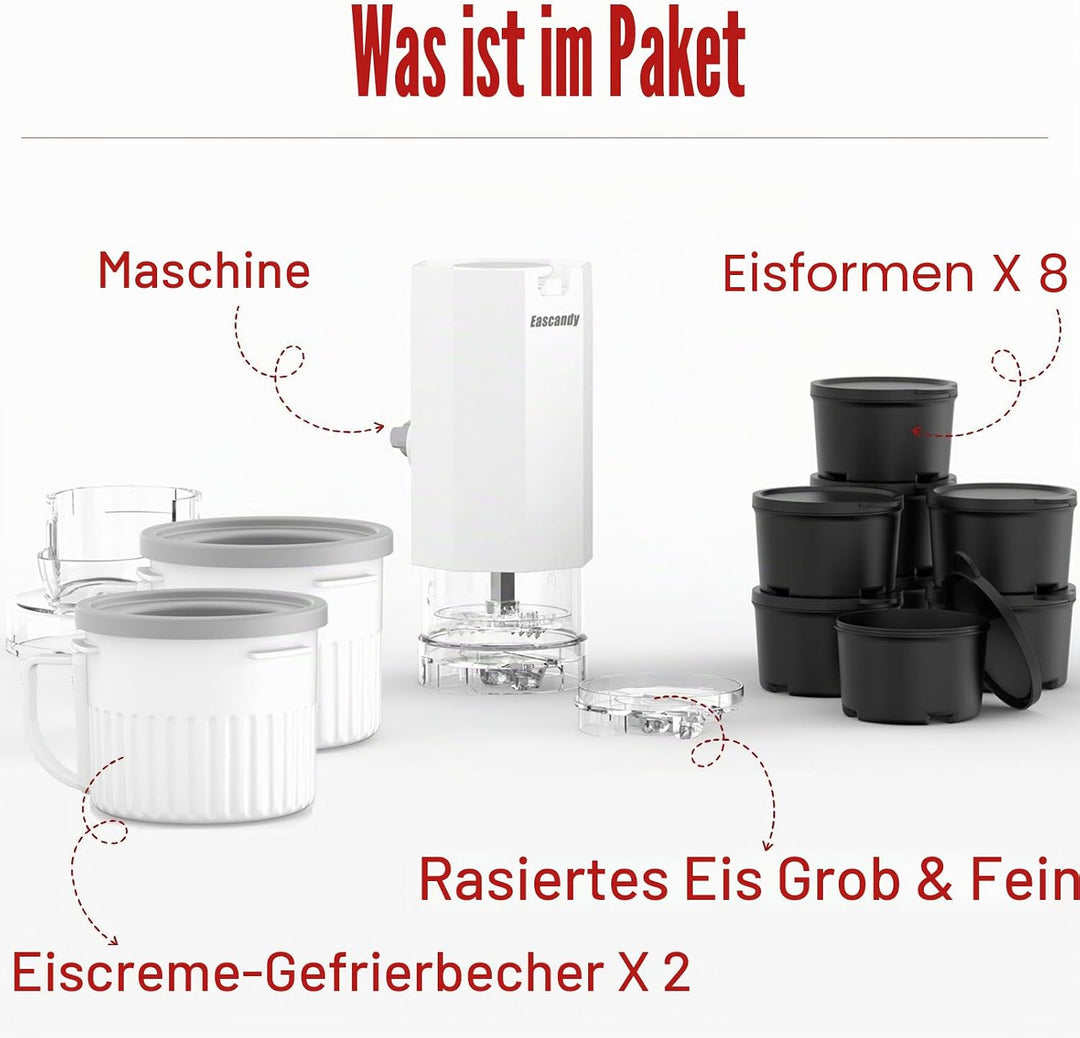 Aufsatz für Rasiereis und 2 Stück Eismaschinen-Aufsatz-Set, passend for KitchenAid Standmixer, BPA-f