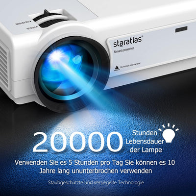 Staratlas, 5G WiFi Bluetooth Beamer Full HD,12000 Lumen Native 1080P, 4K Heimkino Video Beamer 300''