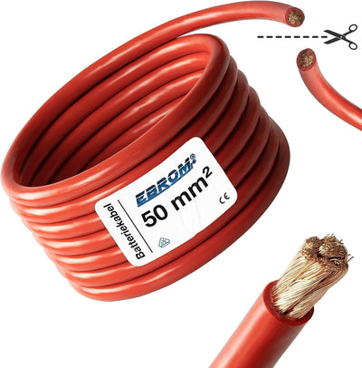 Batteriekabel Aderleitung - ROT - H07V-K 6/10 / 16/25 / 35 oder 50 mm² - Batterie Kabel 99,9% OFC Ku