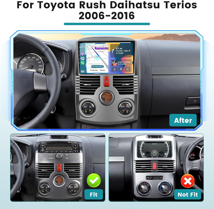 Hikity 2 & 64G Android Autoradio Navi Für Toyota Rush Daihatsu Terios 2006-2016 Mit Wireless CarPlay