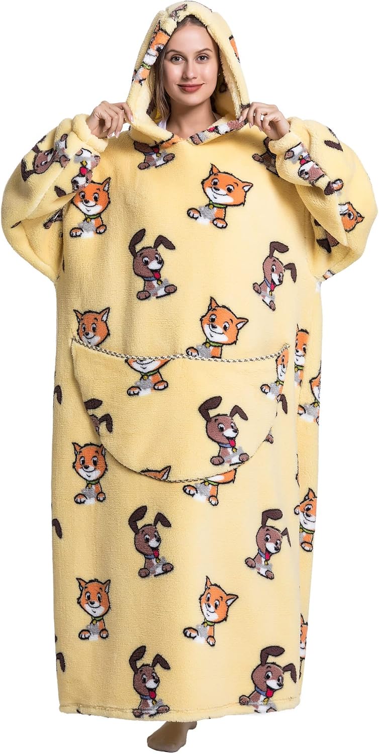 Verlängert Übergrosse Hoodie Decke,Decken Hoodie Damen mit Tasche und Kapuze,Superweiche und Warme K