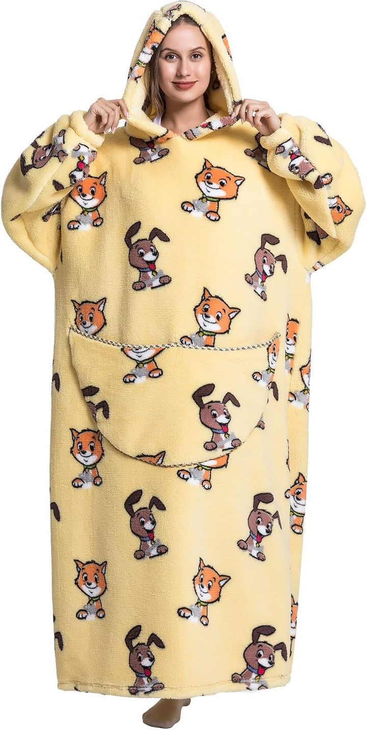 Verlängert Übergrosse Hoodie Decke,Decken Hoodie Damen mit Tasche und Kapuze,Superweiche und Warme K