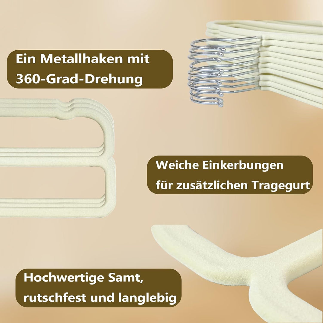 WJWSKI Hosenbügel,10 Stück rutschfeste Samt Kleiderbügel Hosen, Platzsparender Hosenrockbügel mit 36