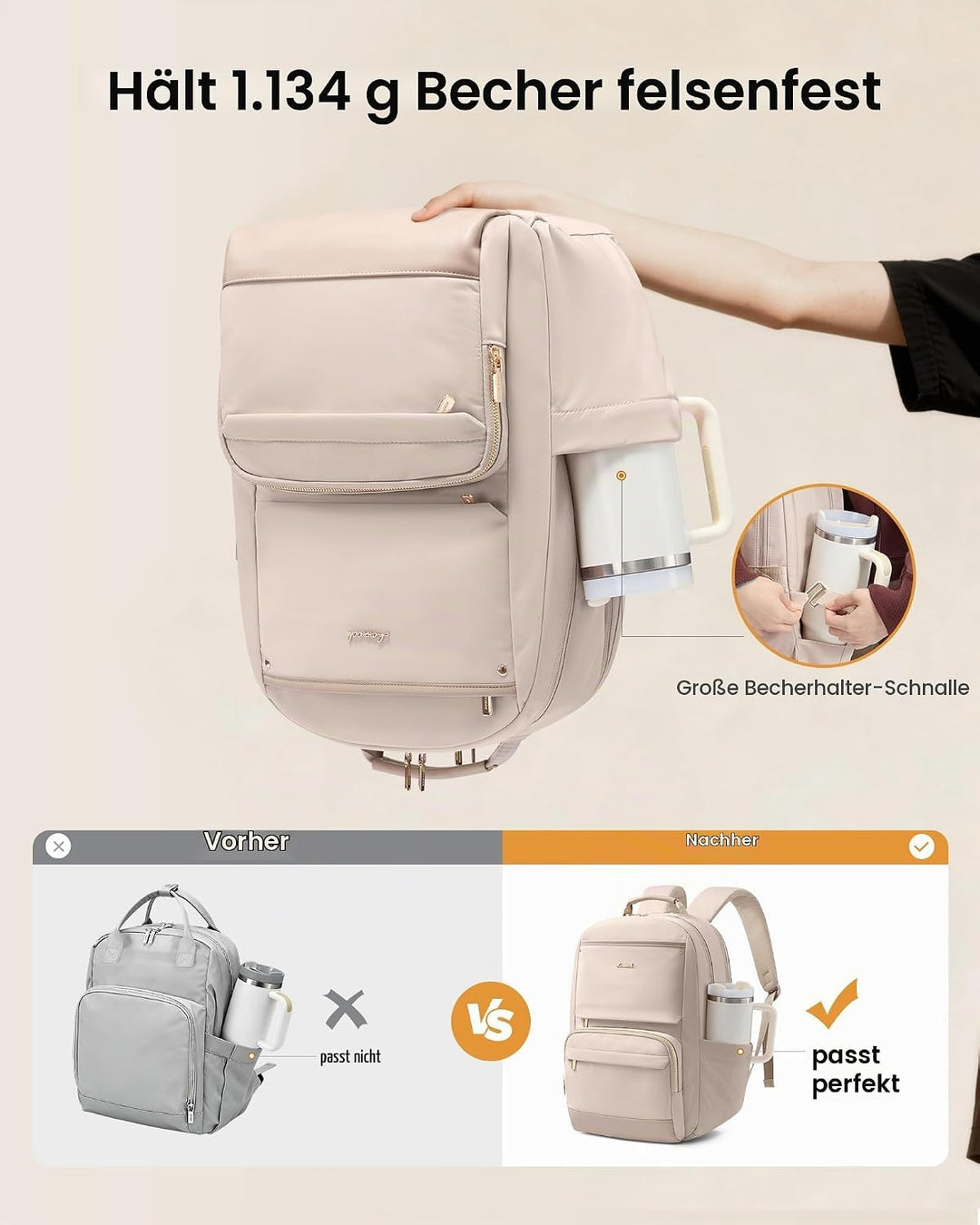 LOVEVOOK Laptop Rucksack Damen, 15,6 Zoll Schulrucksack Teenager Wasserdicht Schultasche Mädchen Ele