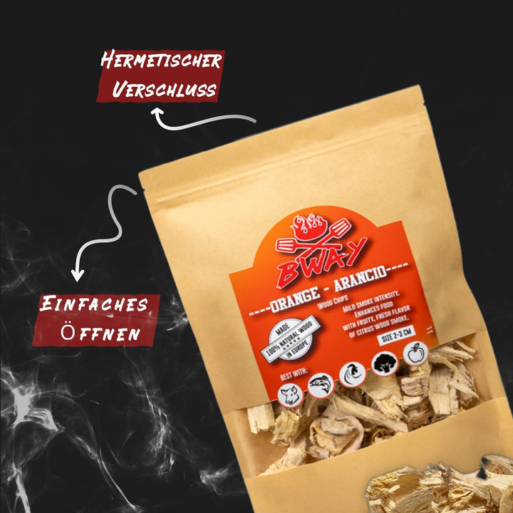 6 x Grill Räucherchips Pack - BBQ Räucherholz - Olive, Orange, Mandel, Zitronen, Walnuss und Eiche R