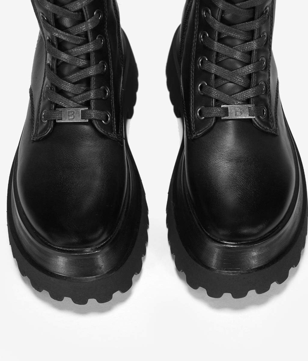 BOSANOVA Hohe Militärstiefel mit Track-Sohle und Schnürung, Reissverschluss innen. 37 EU Schwarz, 37