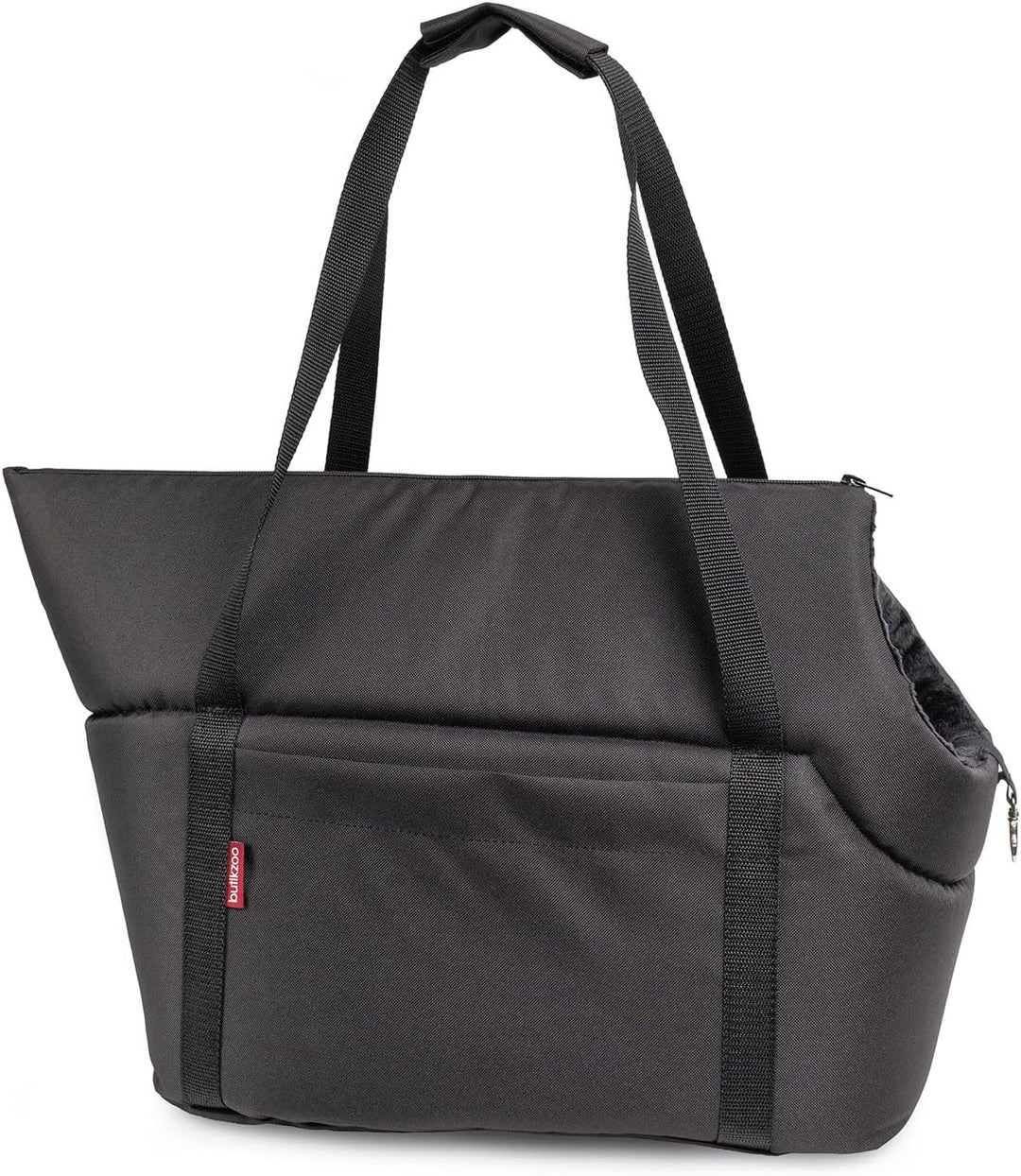 BOUTIQUE ZOO Hundetasche - Schwarz Schwarz/Minky, L bis 12 kg - Tragetasche für kleinen und mittlere