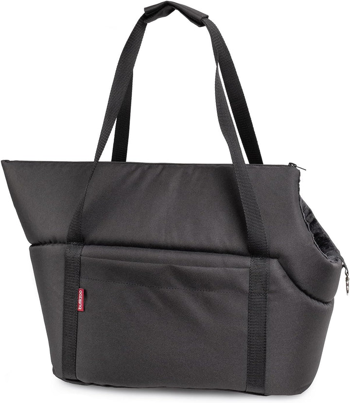 BOUTIQUE ZOO Hundetasche - Schwarz Schwarz/Minky, L bis 12 kg - Tragetasche für kleinen und mittlere