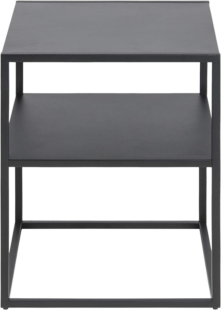 AC Design Furniture Nino Nachttisch mit Ablage, B: 45 x H: 50,5 x T: 40 cm, Schwarz, Metall, 1 Stk,