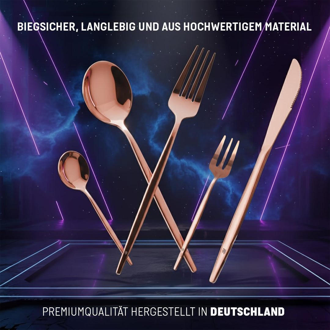 ROXLIN Premium Besteckset, 30-teilig, Gold, Edelstahl, Spülmaschinenfest, Elegantes Design, Tafelbes