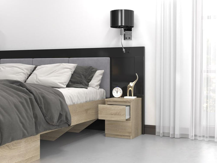 VBChome Nachttisch 30 x 30 x 40 cm Eiche Sonoma Nachttisch mit 2 Schubladen für das Schlafzimmer Gri